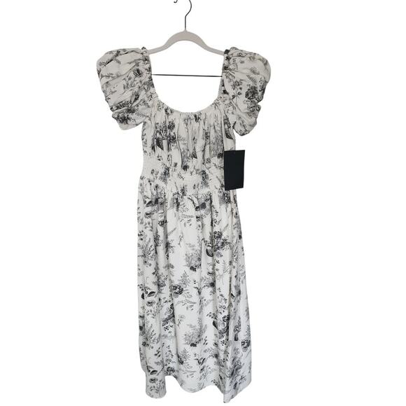 Hyacinth House Black & White Floral Smocked Helena Maxi Dress Sz S - Picture 4 of 6